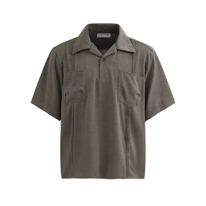 LIGHT GRAY PLEATED POLO SHIRT