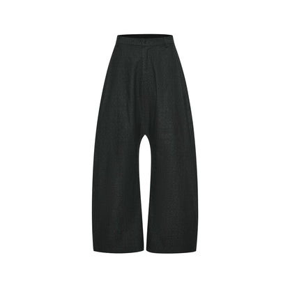 WIDE-WEAVE DENIM PANTS WITH PLEATS