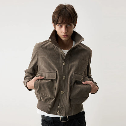 RIBBED STAND-UP COLLAR JACKET