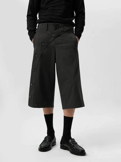 CHIC GRAY CROPPED SUIT SHORTS