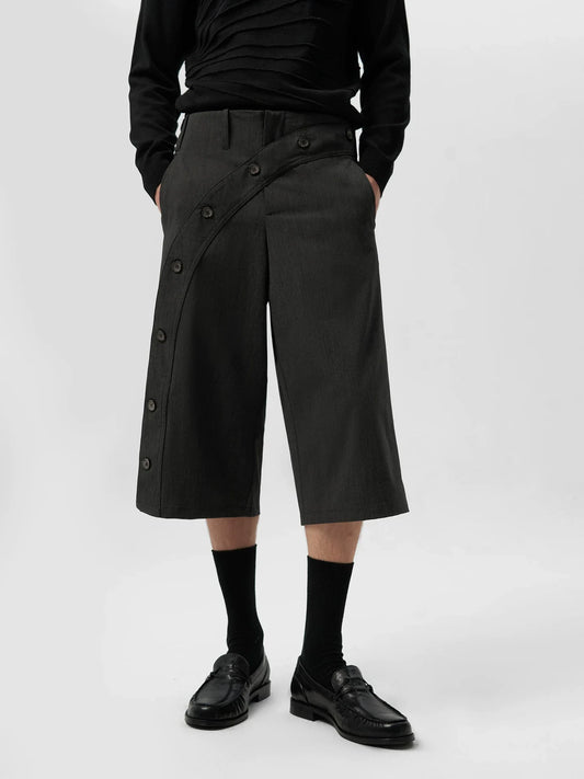 CHIC GRAY CROPPED SUIT SHORTS