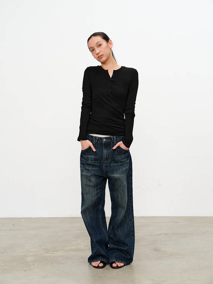 TWISTED WAIST LONG-SLEEVE TOP