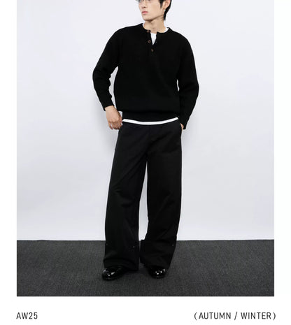 STURDY WIDE-CUFF CASUAL PANTS