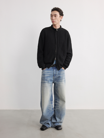 BAMBOO PRINT ICE BLUE WIDE LEG PANTS