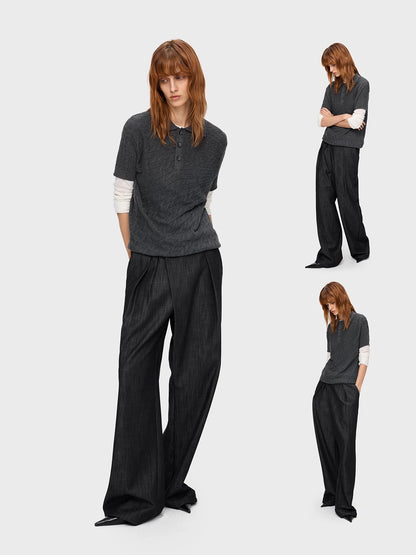 DENIM LOOK SLUB STRAIGHT TROUSERS 7
