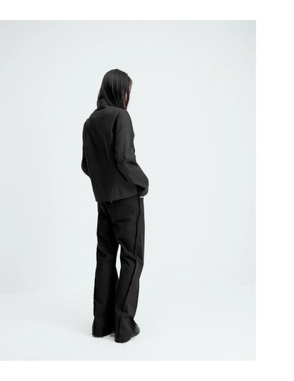 CURVED PLACKET STAND-UP JACKET