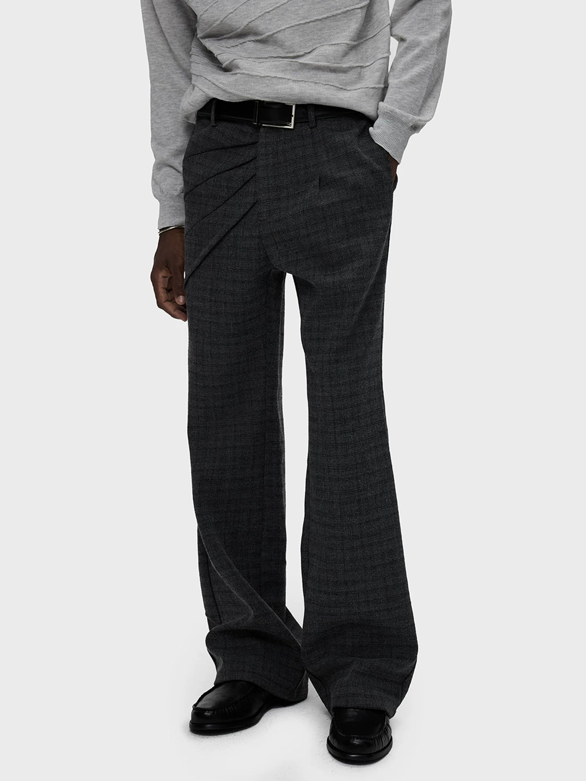 RADIATING PLEAT CHECK TROUSERS 3