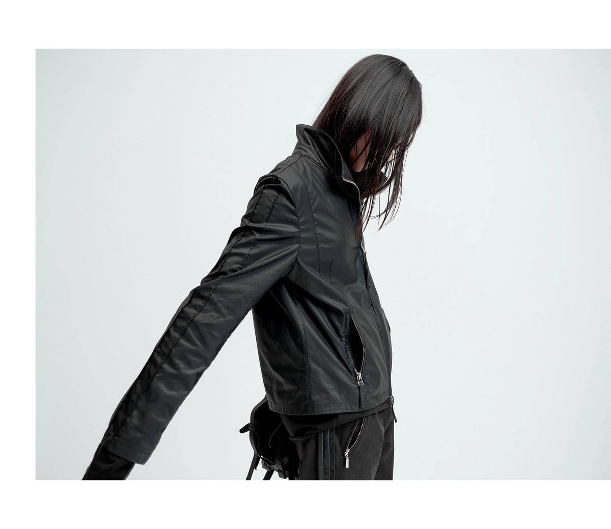 WAX COATED STAND-UP JACKET