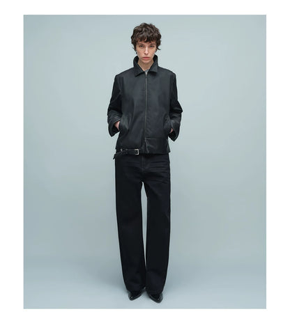 WAXED BUCKLE HEM JACKET ブラック