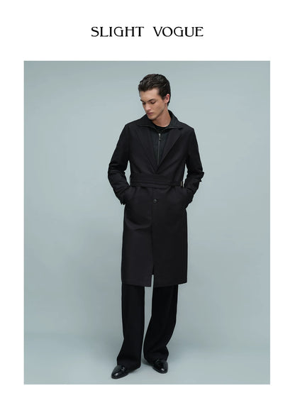 LAYERED BELTED TRENCH COAT ブラック