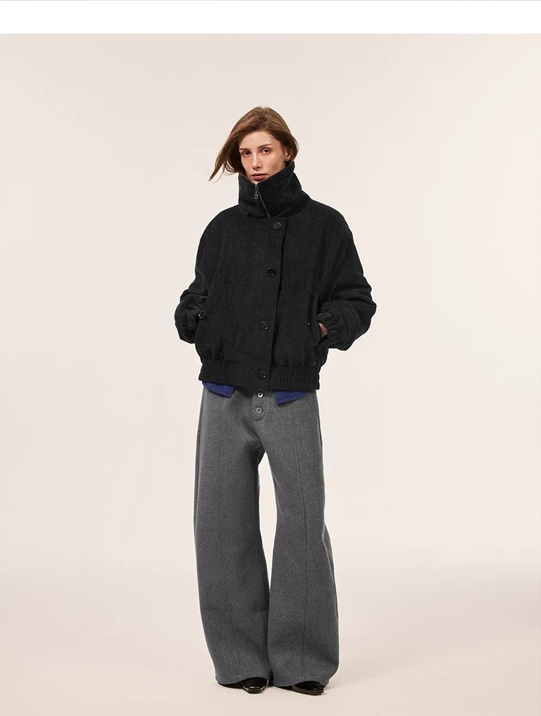 BUTTON FLY WOOL BLEND WIDE PANTS 9