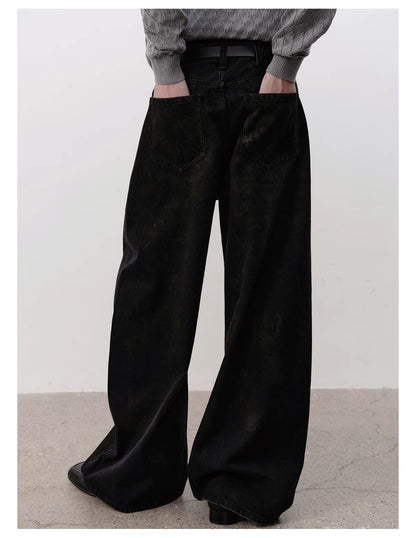 DISTRESSED BLACK DENIM PANTS