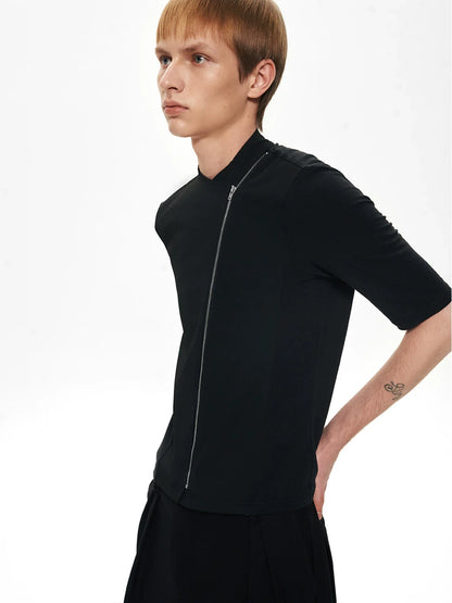 BLACK PATCHWORK SLIM TEE