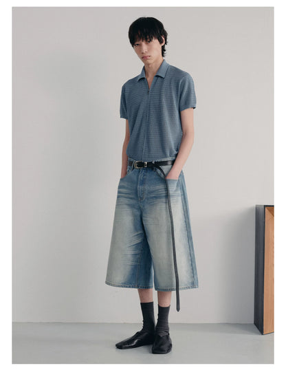 ICE BLUE PLEATED SHORTS
