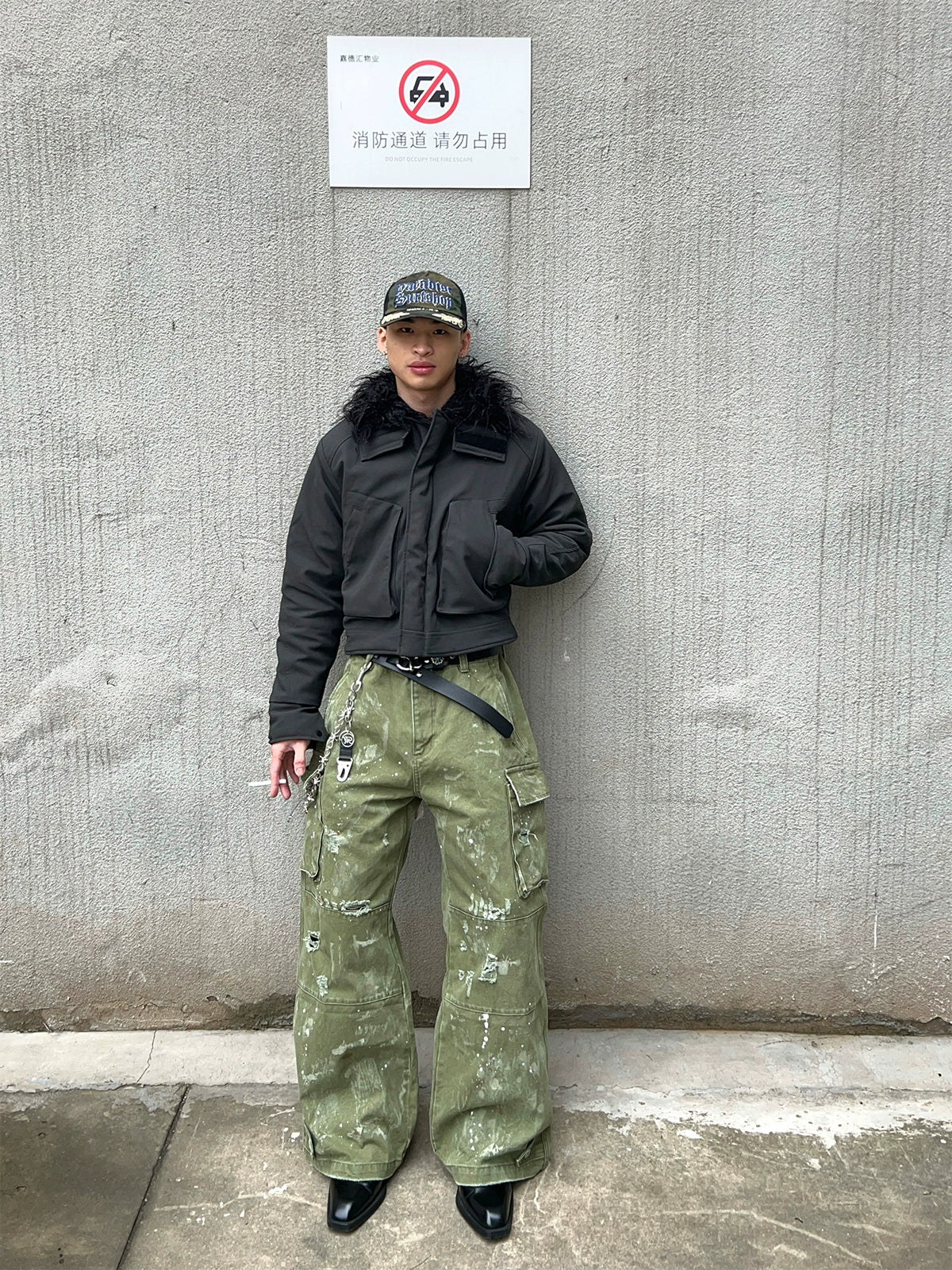 BRUSHED FUR COLLAR JACKET