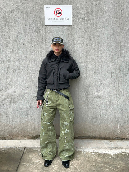 BRUSHED FUR COLLAR JACKET