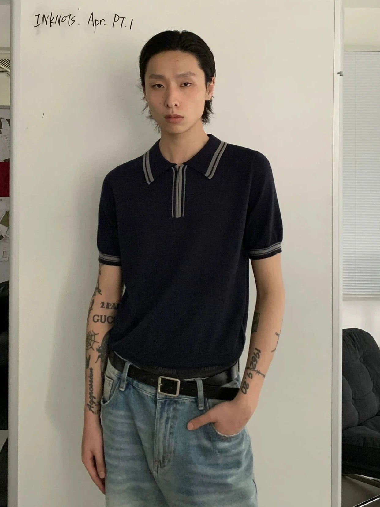 COLOR BLOCK KNITTED SHIRT