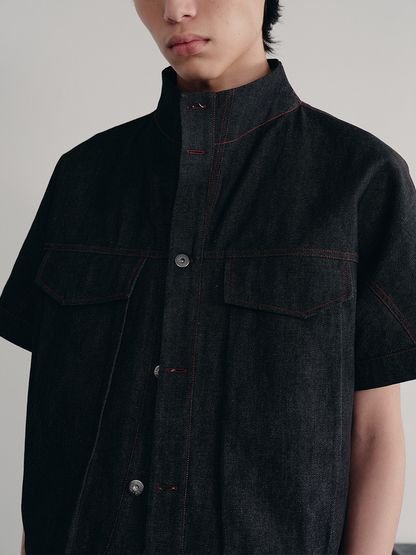 RAW DENIM SHIRT WITH SLITS
