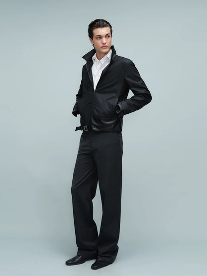 WAXED BUCKLE HEM JACKET ブラック
