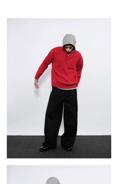 STURDY WIDE-CUFF CASUAL PANTS