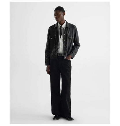 COATED TYPE THREE BIKER JACKET ブラック