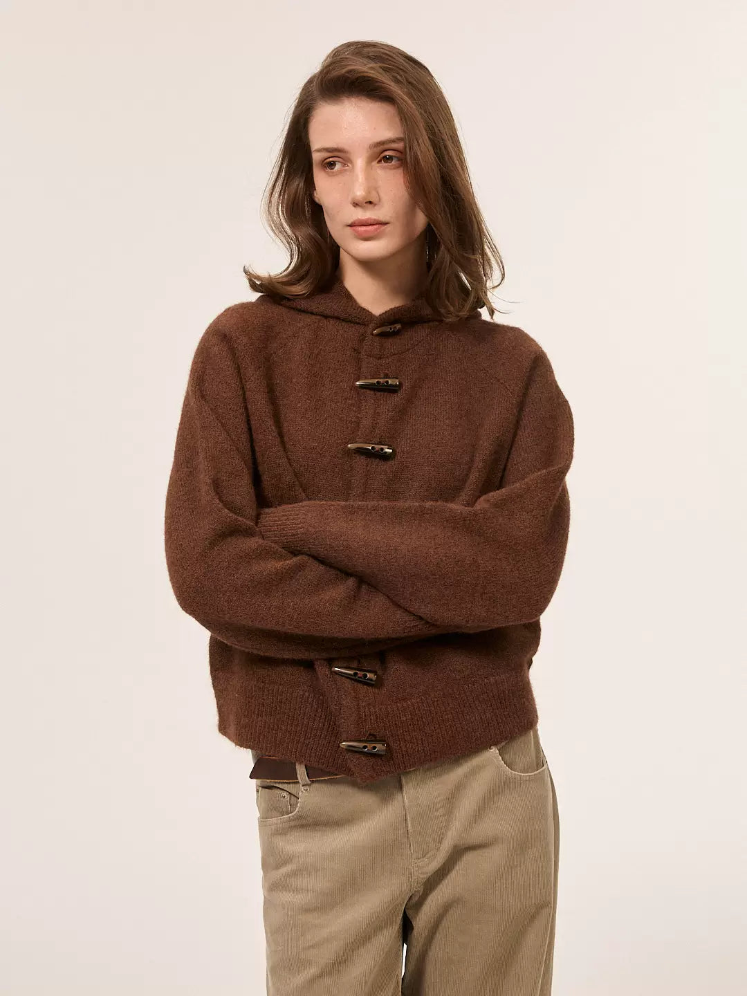 TOGGLE HOODED KNIT CARDIGAN 3
