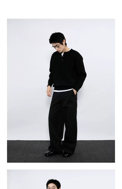 STURDY WIDE-CUFF CASUAL PANTS
