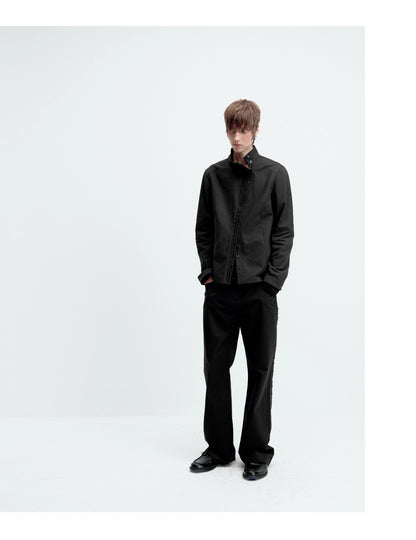CURVED PLACKET STAND-UP JACKET