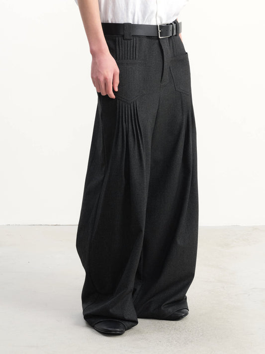 PLEATED WIDE LEG CASUAL PANTS