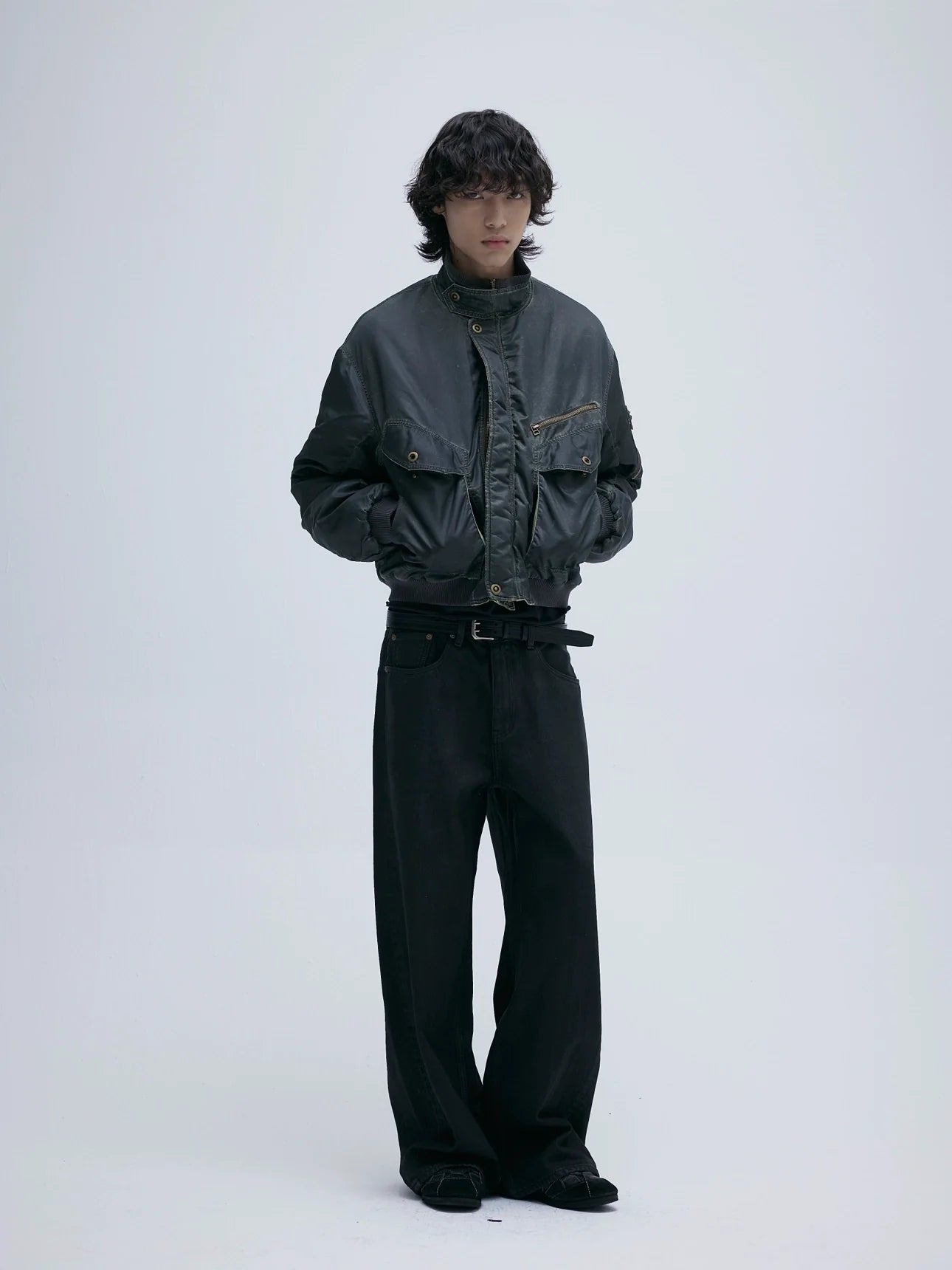 CROPPED A-LINE WAXED JEANS