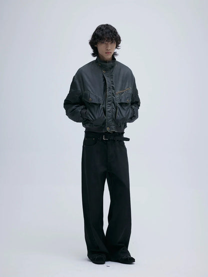 CROPPED A-LINE WAXED JEANS