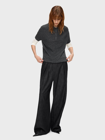 DENIM LOOK SLUB STRAIGHT TROUSERS 4