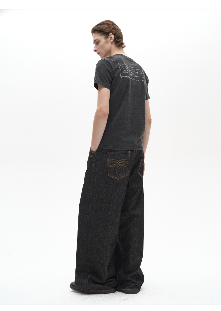 EMBROIDERED POCKET JEANS