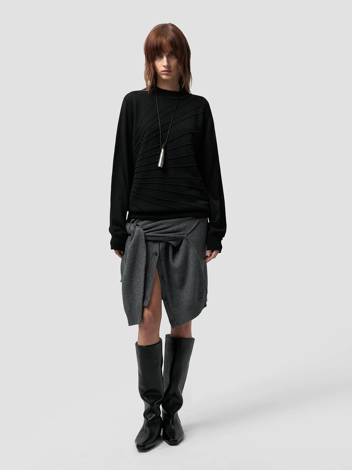 SCULPTED JACQUARD LONG SLEEVE KNIT 19