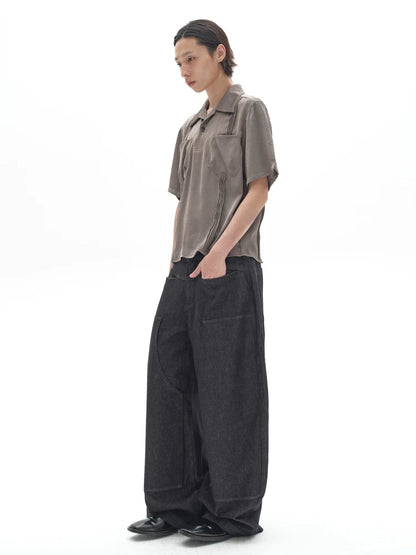 LIGHT GRAY PLEATED POLO SHIRT