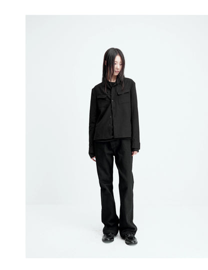 TEXTURED FITTED LONG-SLEEVE SHIRT