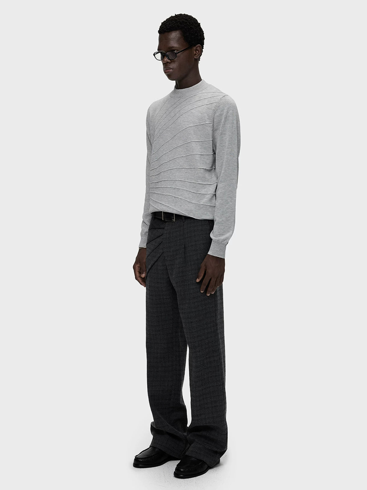 RADIATING PLEAT CHECK TROUSERS 2