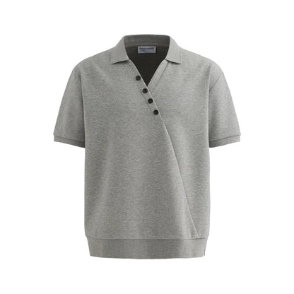 CHIC MISPLACED BUTTON POLO SHIRT
