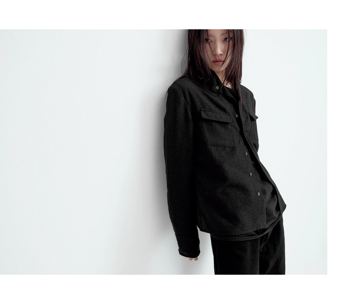 TEXTURED FITTED LONG-SLEEVE SHIRT