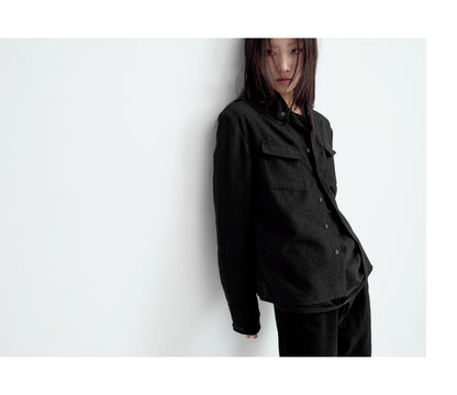 TEXTURED FITTED LONG-SLEEVE SHIRT