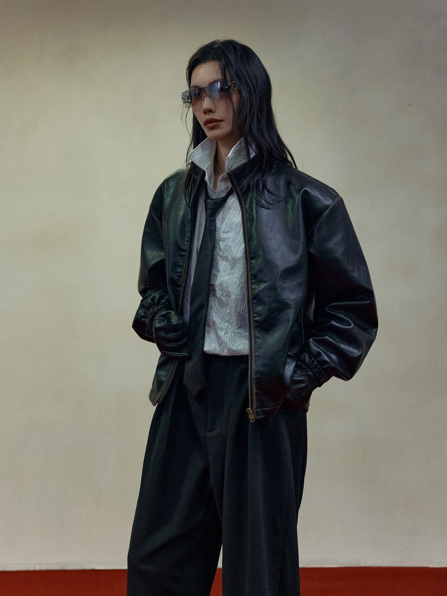 RETRO BOXY LEATHER JACKET