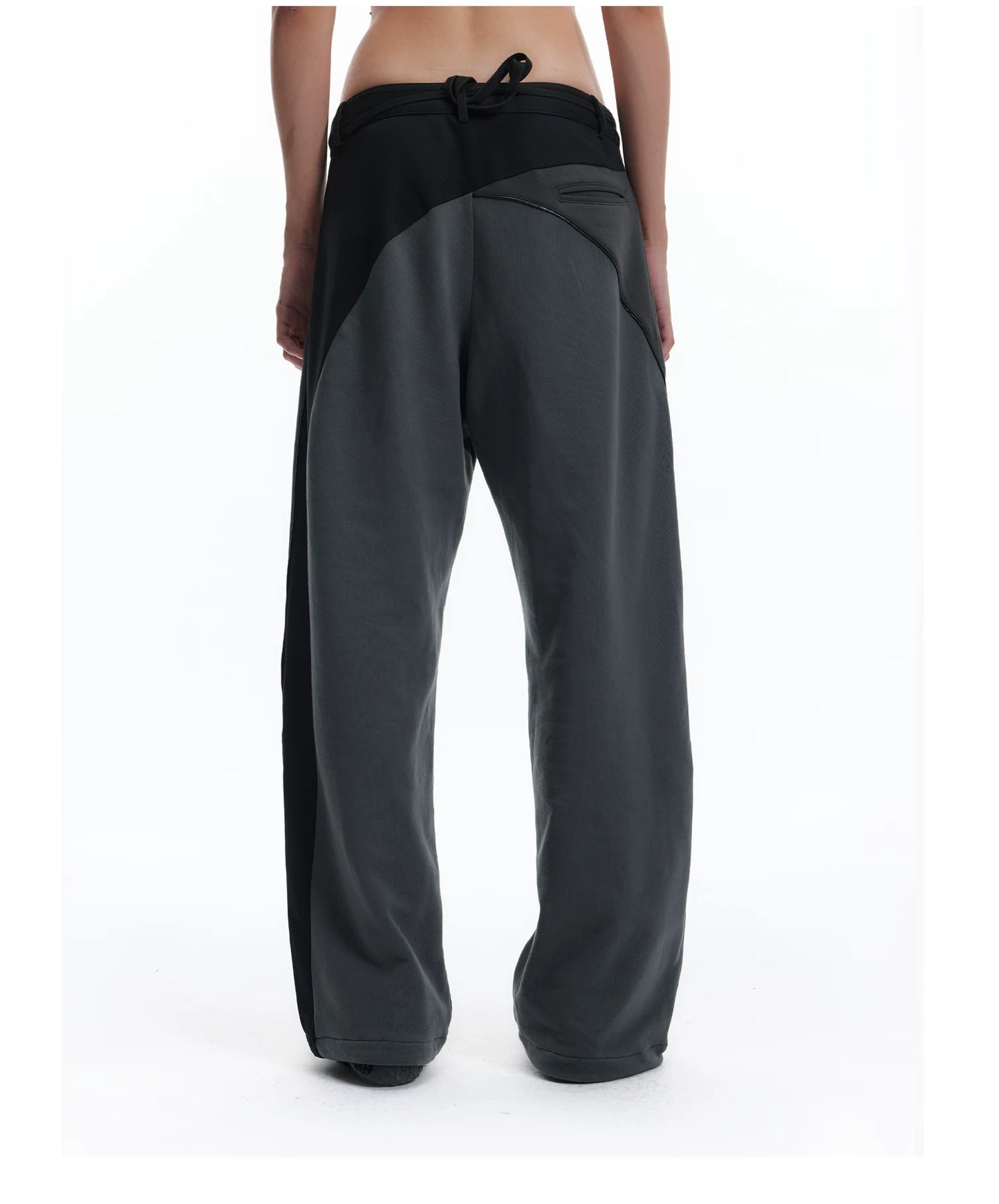 PATCHWORK SWEATPANTS WITH LEATHER CORDS