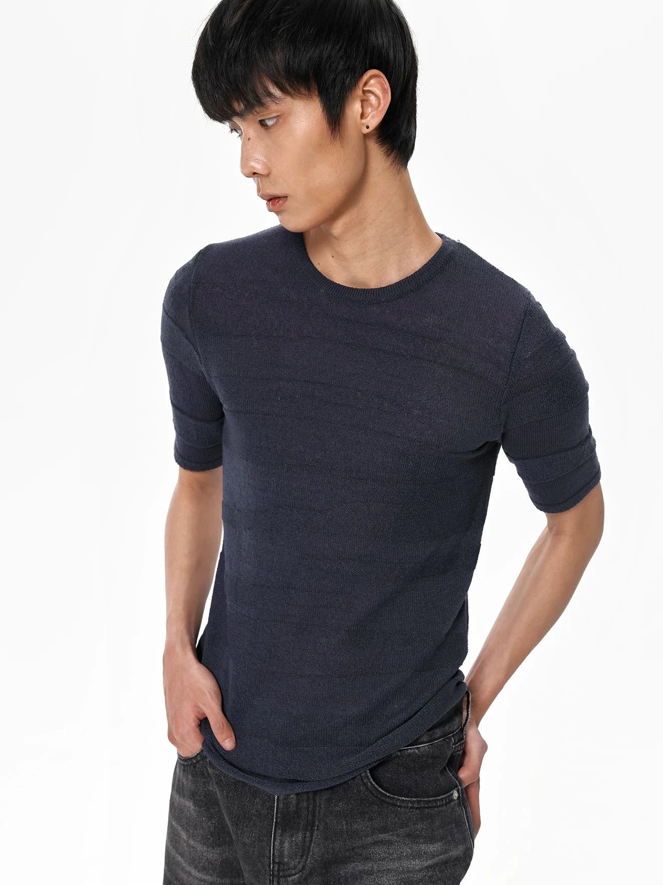 NAVY CAMOUFLAGE KNIT TEE