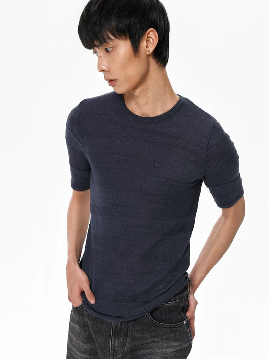 NAVY CAMOUFLAGE KNIT TEE