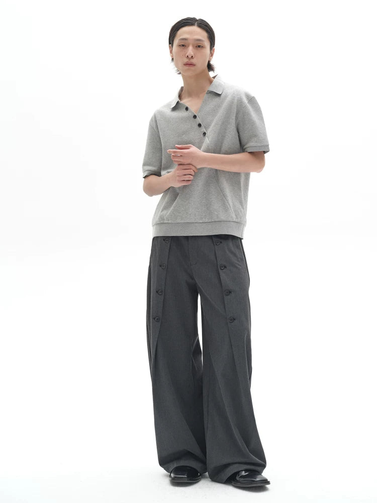 CHIC MISPLACED BUTTON POLO SHIRT