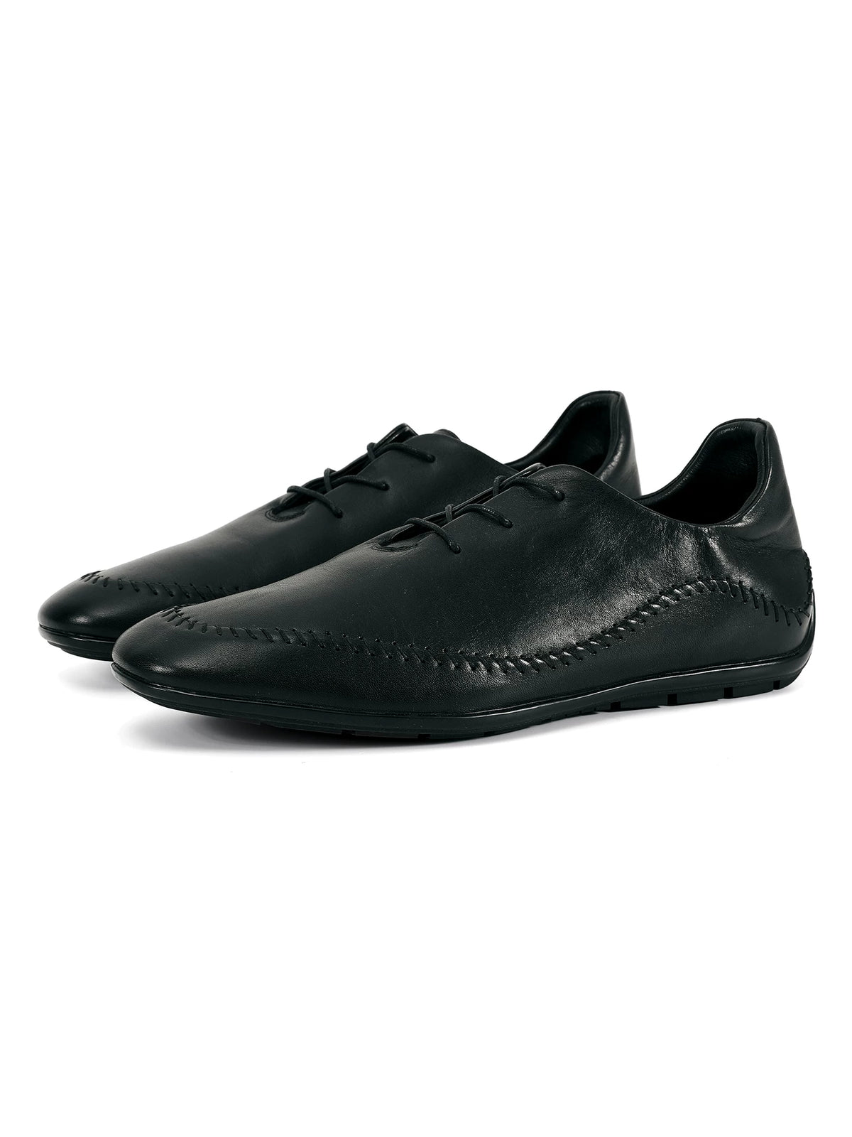 CURVED STITCH LEATHER RACING SHOES ブラック