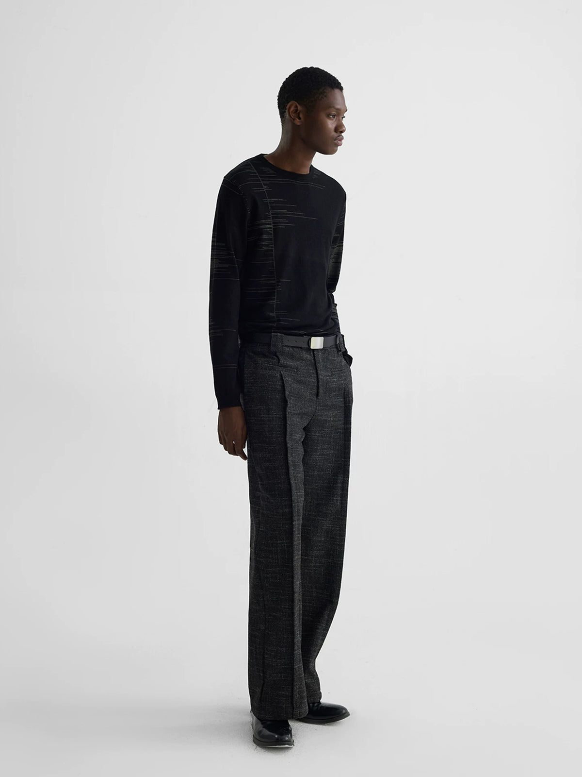 LINE JACQUARD LONG SLEEVE KNIT