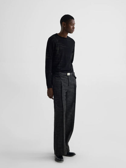 LINE JACQUARD LONG SLEEVE KNIT
