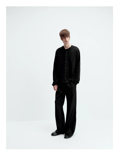 SATIN-TRIM LAYERED CARDIGAN