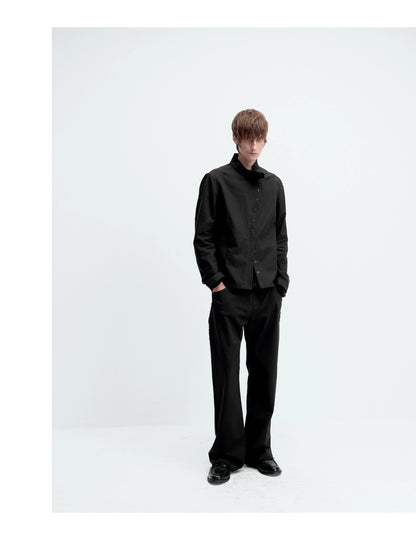 CURVED PLACKET STAND-UP JACKET